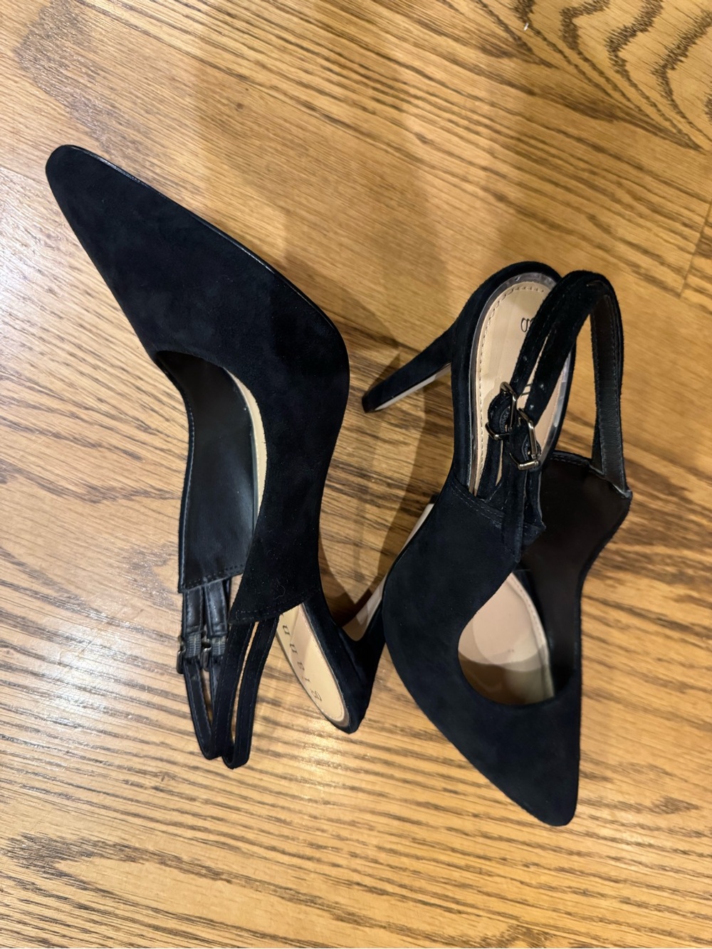 Gianni Bini Kensor Black Suede Pointed Slingback Heels sz 7.5
